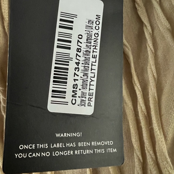 Pretty little thing NWT stone beige textured belted cowl neck wide leg jump suit - Picture 7 of 8